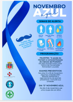 NOVEMBRO AZUL : CUIDAR DA SAÚDE TAMBÉM É COISA DE HOMEM