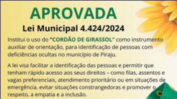 Aprovada Lei Municipal do Cordão de Girassol